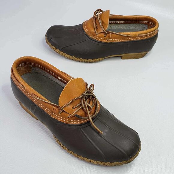 LL Bean Boots Men's Size 10 Low Top Moc Duck Boot Made In USA Brown - Picture 1 of 9